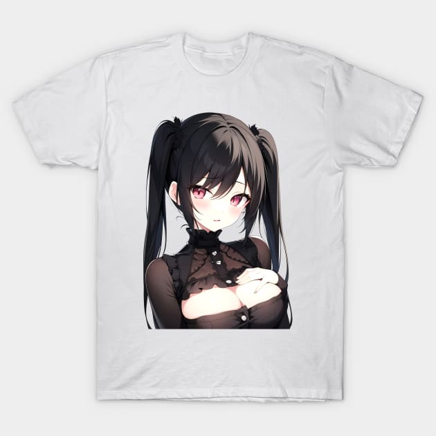 Black Hair Anime Girl T-Shirt by DeathAnarchy